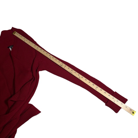 Talbots Knit Wool Blend Sweater Cardigan Medium Red Open Front Long Sleeve - Picture 15 of 15